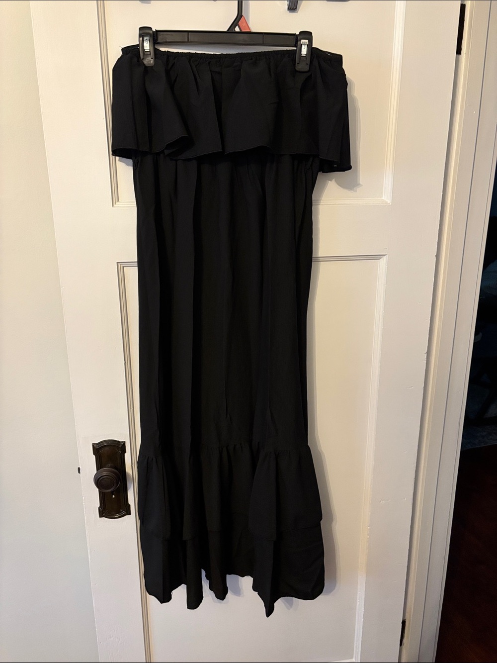 Off-Shoulder Black Ruffle Maxi Dress